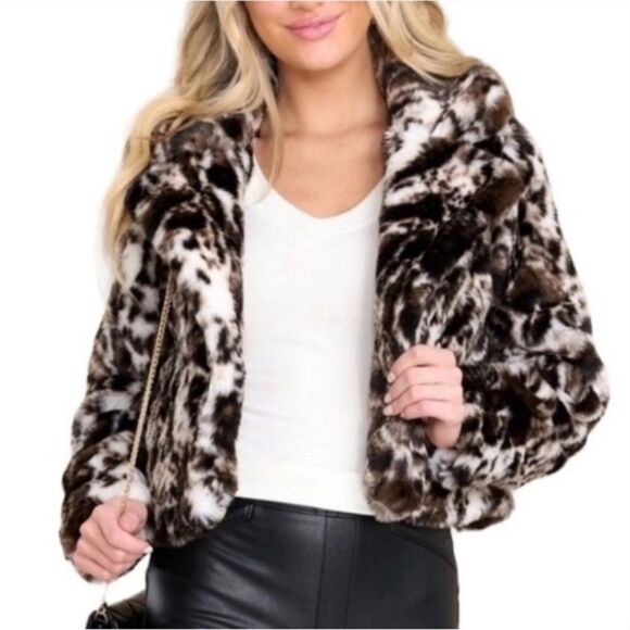 Free People Band of The Free Open Front Crop Faux Furlvory/Black Jacket(Medium) - Picture 1 of 8